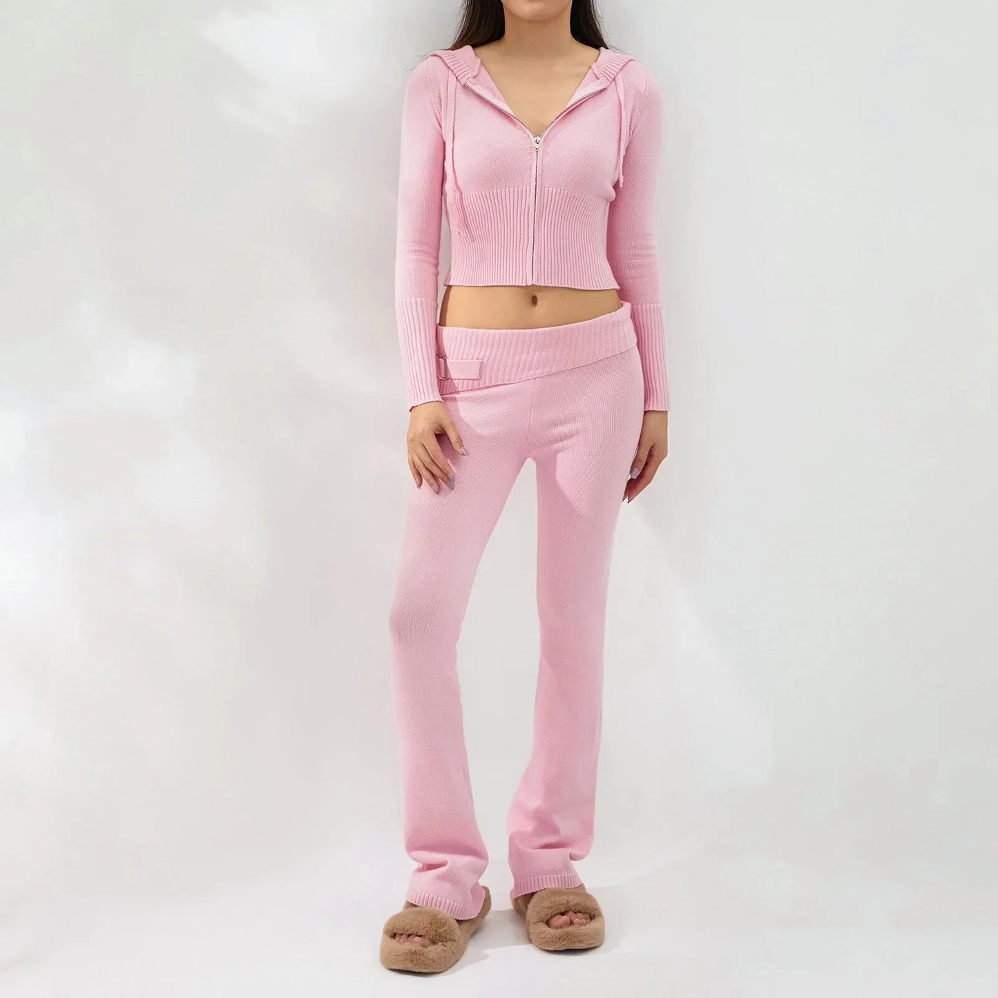 Knitted Hoodie and Pants Set