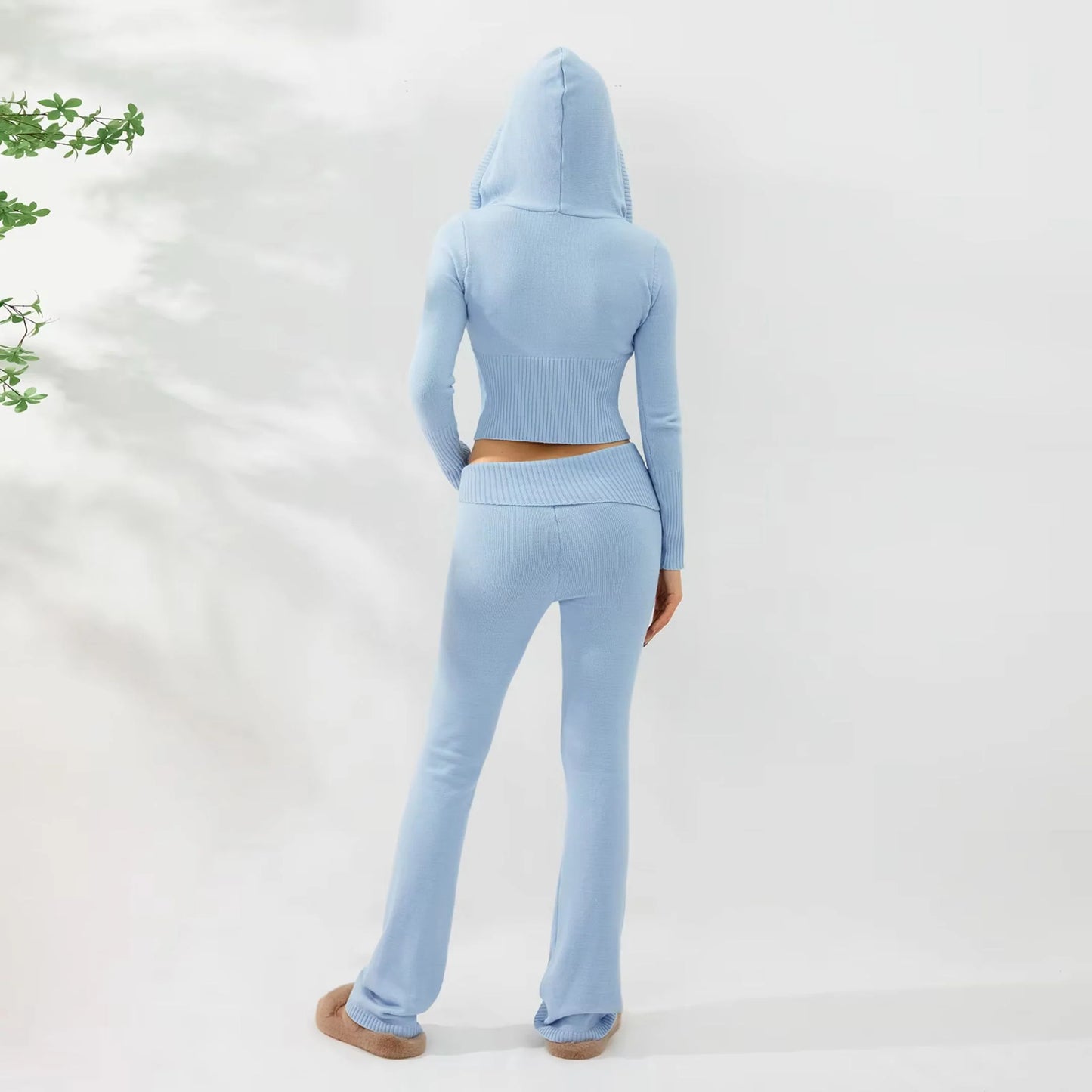 Knitted Hoodie and Pants Set